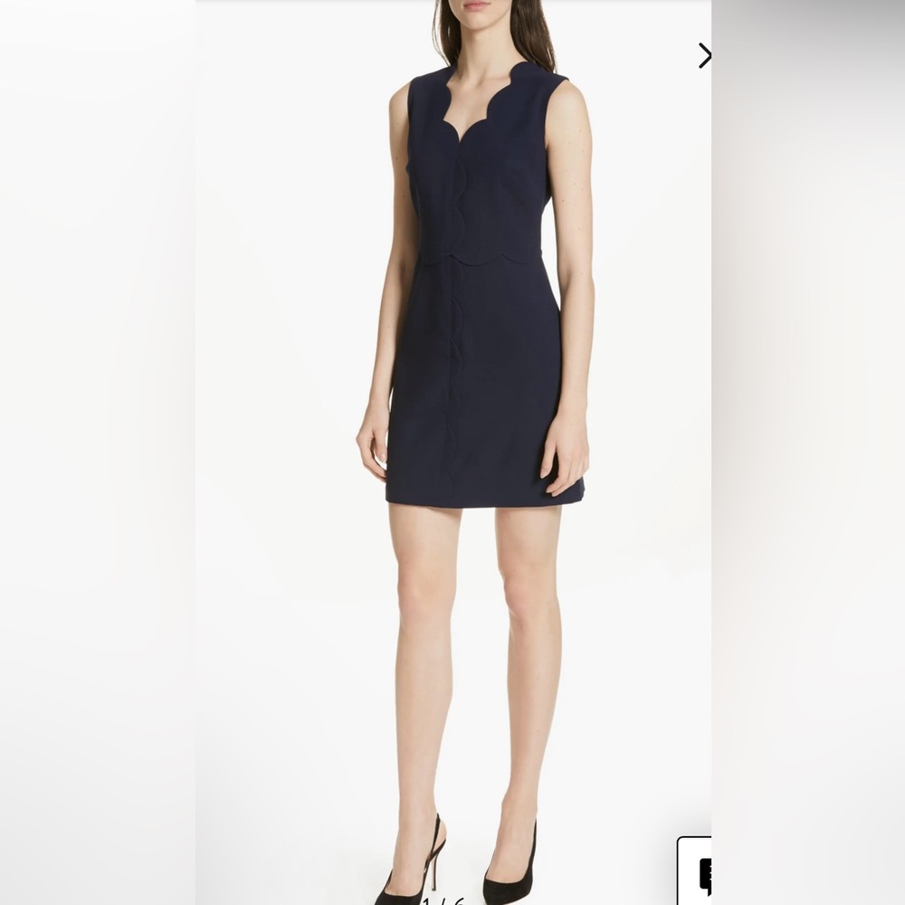 Ted Baker London Rubeyed Scallop Edge A-Line Black Dress Size 2 = US 4-6